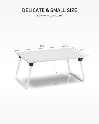 Ruxury Foldable Lap Desk Laptop Stand Bed Desk Table Tray, Breakfast Serving Tray, Portable & Lightweight Mini Table, Lap Tablet Desk for Sofa Couch Floor - White - color: White