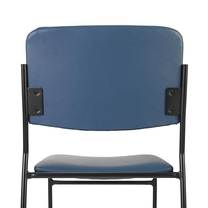 Flash Furniture Hercules Vinyl Stackable Chair with Sled Base, Navy | Vinyl Upholstery, 500 LBS. Weight Capacity - color: Navy Vinyl/Black Frame, size: Set of 1