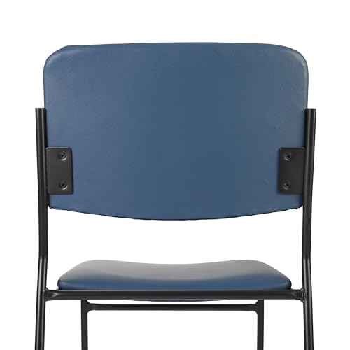 Flash Furniture Hercules Vinyl Stackable Chair with Sled Base, Navy, 5-Pack | Vinyl Upholstery, 500 LBS. Weight Capacity - color: Navy Vinyl/Black Frame, size: Set of 5