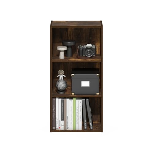 Furinno LUDER Book Shelf, 3-Tier Modern Bookshelf, Open Shelves Bookcase, 9.3" x 16" x 31.4", for Living Room, Bedroom, Home Office, Amber Pine - color: Amber Pine, size: 3-Tier, 9.3 x 16 x 31.4