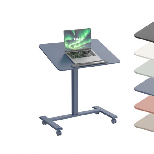 TopJob ANYDESK FOLD Mobile Standing Desk, Portable with Lockable Wheels, Foldable Stand Desk, Rolling Computer Workstations, Used for Home, Couch Side Table, Bedside Table in Bed Room Kitchen - color: Indigo