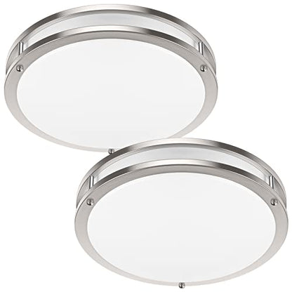 36W 3600lm Super Bright LED Light Fixtures, 2PACK Modern Flush Mount Ceiling Lights Daylight White 5000K, 13 Inch Dimmable Lamps for Kitchen Bathroom Hallway Bedroom, Brushed Nickle - color: Brushed Nickle-5000K-2, size: 13 inch