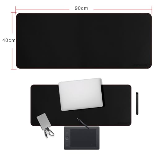 ZORESYN XL Large Mouse Pads (35.4"x15.8") - PU Leather Gaming Mousepad Desk Mat - Nonslip Base and Waterproof Desktop Keyboard Extended Mouse Mat (Black, X-Large) - color: Black, size: 35.4L x 15.8W inches