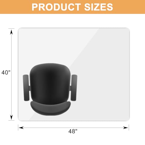 Azadx Tempered Glass Chair Mat for Carpet 40" x 48" Heavy Duty Chair Mat | 1/5" Thick for Carpeted Floor/Hard Floor Easy Glide Carpet Protector with Round Corner and Polished Edge, Scratch-Resistant - size: 40"x 48"x 1/5"Thick