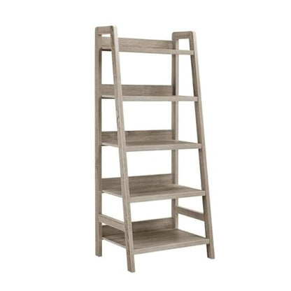 Riverbay Furniture 5-Shelf Ladder Bookshelf, 25.75" W x 18" D x 60.13" H, MDF Wood with Gray Wash Finish, Modern Coastal Style, Open Display Bookcase for Living Room, Bedroom or Home Office