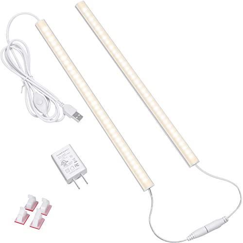 LED Under Cabinet Lighting, 2pcs x 12 Inch Dimmable, USB Plug-in Under Counter Lights with Memory Function, Natural White 4000K - color: Natural White, size: 2*12 Inch