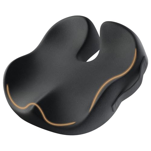 ProtoArc Seat Cushion, Office Chair Cushion for Sciatica, Black | Coccyx Cushion, Ergonomic Memory Foam Seat Cushion for Car, Home, Pressure Relief Pad for Hip, Tailbone, All Day Comfort - color: Black, size: Large