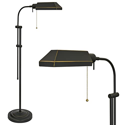 Kira Home Prescott 58" Vintage Mid Century Modern Pharmacy Floor Lamp | Mechanical Telescoping Height Pole, Adjustable Pivot Head Shade, Efficient 6W LED Included Dark Bronze Finish