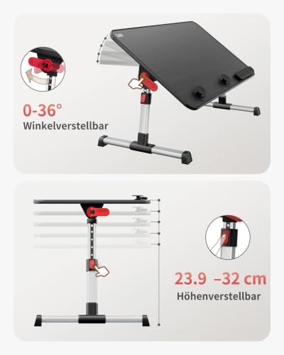 SAIJI Laptop Bed Tray Table,Lightweight Foldable Lap Desk - color: Black, size: 23.6*13 inches