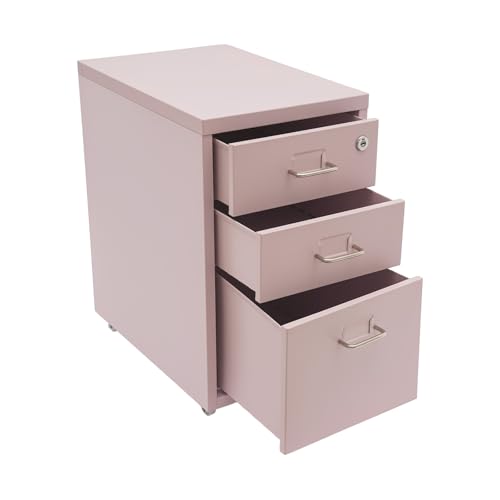 CNCEST 2-Drawer Vertical Metal File Cabinet Pink Lockable Rolling Casters | Steel Body with Smooth Extension Slides Compact Unit Fits Under Desks in Home Offices Quick Assembly Space-Saving Design - color: Pink