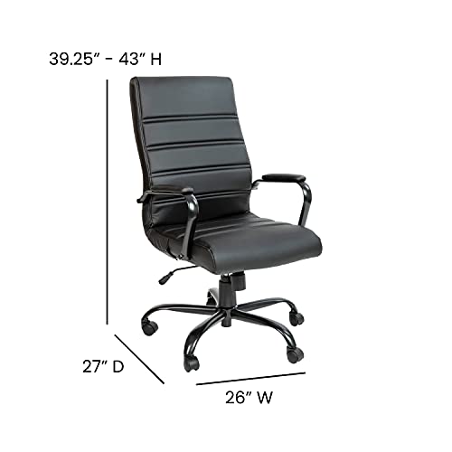 Flash Furniture High Back LeatherSoft Executive Office Chair, Black | 360° Swivel, Height Adjustable, Commercial Grade - color: Black Leathersoft/Black Frame