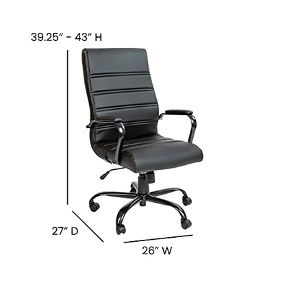 Flash Furniture High Back LeatherSoft Executive Office Chair, Black | 360° Swivel, Height Adjustable, Commercial Grade - color: Black Leathersoft/Black Frame