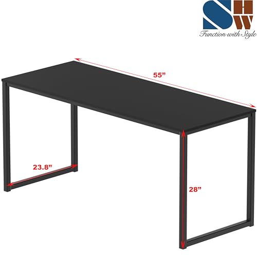 SHW Mission 55-Inch Home Office Computer Desk, Black - color: Black, size: 55-Inch