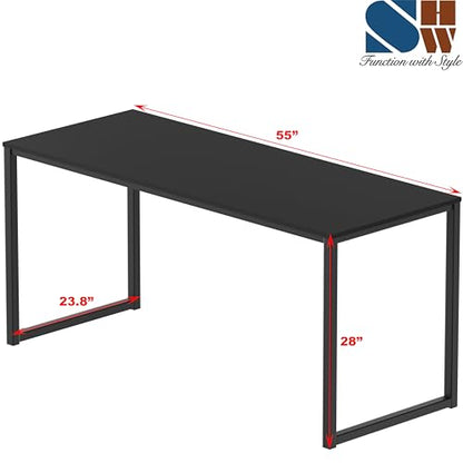 SHW Mission 55-Inch Home Office Computer Desk, Black - color: Black, size: 55-Inch