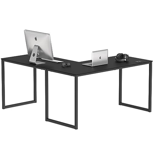 SHW Mission 55 x 60 L-Shape Home Office Computer Desk, Black - color: Black, size: 55-Inch L-Shaped