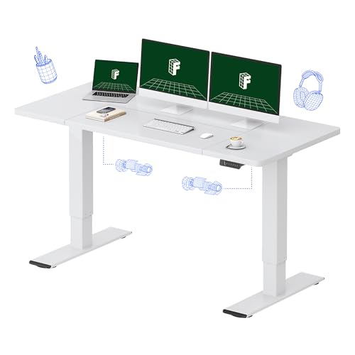 FLEXISPOT 63"x28" Electric Standing Desk, White | Dual Motor, 198 LBS Capacity, Spacious Workspace, Multi-Monitor Setup, Home Office & Creative Studio - color: White, size: 63x28"