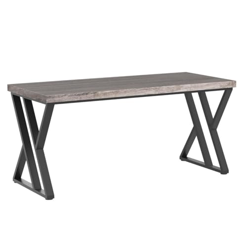Tribesigns Writing Computer Desk, 55 inch Heavy Duty Study Desk with Z-Shaped Metal Leg, Modern Simple Home Office Computer Desk, Grey - color: Grey
