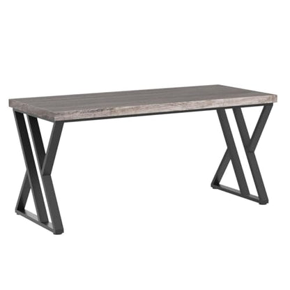 Tribesigns Writing Computer Desk, 55 inch Heavy Duty Study Desk with Z-Shaped Metal Leg, Modern Simple Home Office Computer Desk, Grey - color: Grey