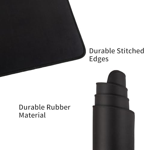 Gaming Mouse Pad for Desk Large MousePad Gaming with Superior Micro-Weave Cloth, Extended Mousepad with Stitched Edges, Non-Slip Base, Water Resist Keyboard Pad for Office & Home, 31.5 x 12 in, Black
