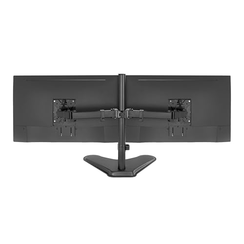 Mount-It! Dual Monitor Stand for Desk - Double Monitor Mount for 2 Screens up to 32 Inch and 17 Lbs - Free-Standing Base Swivel, Tilt, Rotates 360 Adjustable Arms - VESA Compatible High Grade Steel