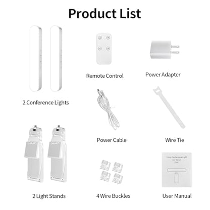 Dual-lamp Video Conference Lighting, LED Streaming Light with Remote and Touch Control, Zoom Lighting for Computer,Webcam Laptop Monitor Ring Light for Video Calls/Zoom Meetings (White) - color: White