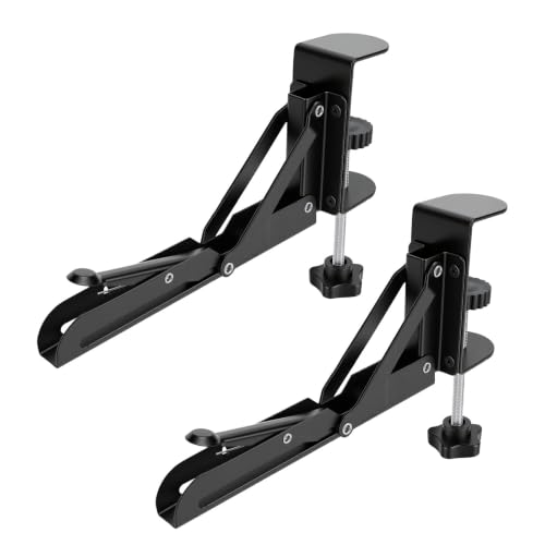 2 Pcs Desk Keyboard Tray Support Bracket, Cold Rolled Steel Clamp On Foldable Bracket for Office Desktop Space Saving