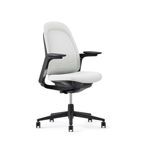 Haworth Breck Ergonomic Office Chair, Home Office Desk Chair, Lunar | Computer Desk Chair with Height-Adjustable Lumbar Support, Black Trim, and 4D-Arms - color: Lunar, style: Black Trim