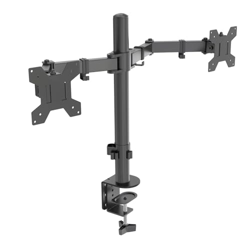 Dual Monitor Mount for 17-27 Inch Monitors up to 17.6 lbs, Desk Clamp