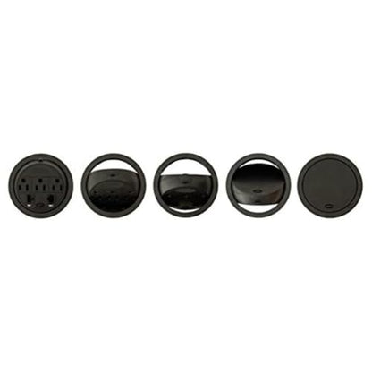 Kable Kontrol Recessed Power Grommet Desk Outlet, 3 AC Outlets, 2 USB-A, 1 Ethernet Port, 8’ Ft Power Cord, Flush Mount Fast Charging Station, for Office, Hotels – Black - size: 3 AC Outlets / 1 Ethernet / 2 USB (Power or Data)