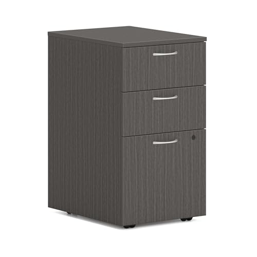 HON MOD Mobile File Cabinet, 3 Storage Drawers Filing Cabinet, Slate Teak - color: Slate Teak, style: 2 Box Drawers / 1 File Drawer