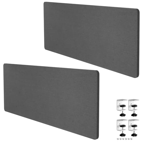 Generic 2 Pack 61 x 24 Inch Clamp-on Privacy Desk Divider Panel Office Desk Partition with 4 C-Type Clamps Desktop Privacy Panel for Office Study Library - color: Dark Grey