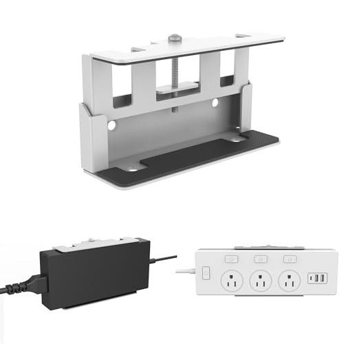 All-Metal Adjustable Width Power Strip/Laptop Chargers Holder Mount - Under Desk or Wall Mountable Universal Organizer for Power Strips, Laptop Chargers & Cable Management (Large)