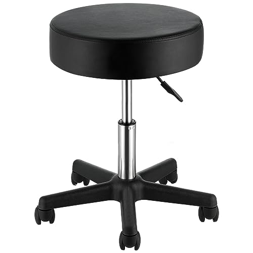 VEVOR Rolling Stools with Wheels 400LBS Weight Capacity Swivel Stools Chair - color: Black, size: 19.69"D x 19.69"W x 18.11"H