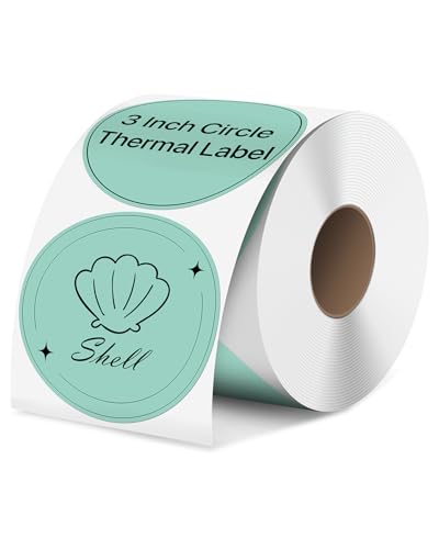 iEager 3 Inch Green Circle Thermal Labels, Durable Round Thermal Label - color: Green, size: 3 INCH