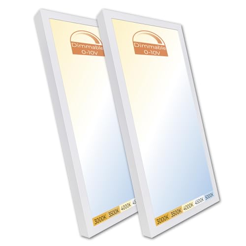 LED ATOMANT 2 Pack 1x2 LED Surface Mount Panel Light 40W 4000LM, 5CCT Selectable 3000K/3500K/4000K/4500K/5000K, Power Selectable 20W to 40W, Dimmable with 0-10V Dimmer - size: 2 Pack