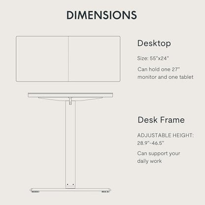 FLEXISPOT 55x24 Inch Electric Standing Desk, Black - color: Black, size: 55"x24"