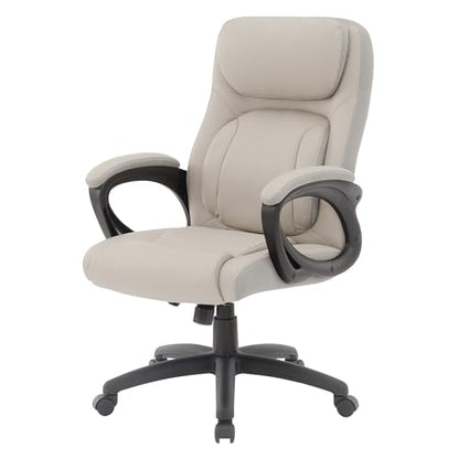 Office Star FL Series Executive Seating Faux Leather Manager's Adjustable Office Chair with Padded Arms, Taupe with Grey Mesh Accents - color: Taupe