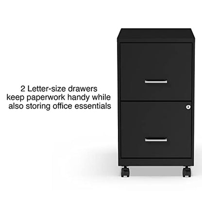 Staples 2-Drawer Vertical File Cabinet, Letter Size, Lockable, Black - color: Black, style: 1 Pack