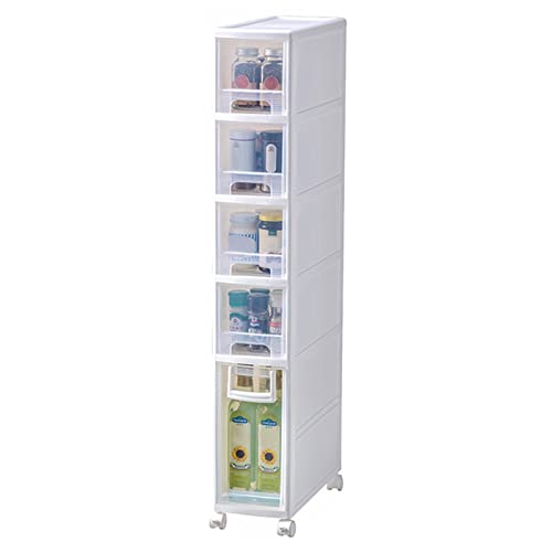 Slim Rolling Storage Cart 6.3in Drawers for Small Spaces Convenient Kitchen & Bathroom Organizer Compact Plastic Cabinet for Fridge Side Narrow Storage Solution for Tight Spaces - size: 5Tier