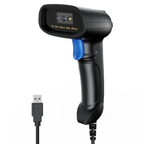 Handheld 1D&2D USB Barcode Scanner, Wired QR Code Scanner PDF417 Data Matrix Bar Code Reader with Long USB Cable for POS Mobile Payment, Convenience Store, Supermarket, Warehouse (TM-10C)