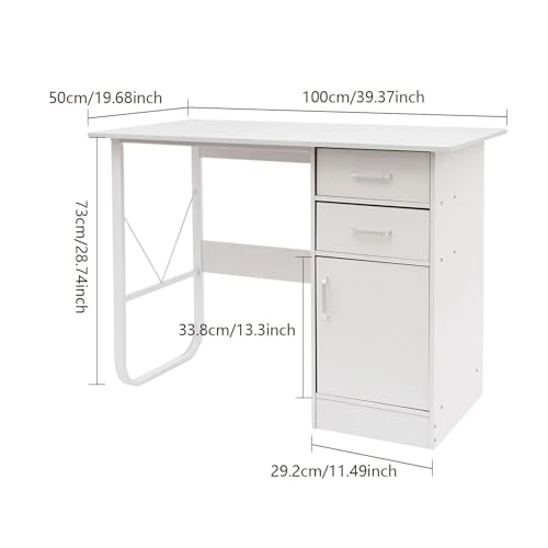 Computer Desk with Drawers, Office Desk with Storage Cabinet for PC Laptop, Wood Home Office Desk Vanity Desk for Work Study Gaming Writing Workstation