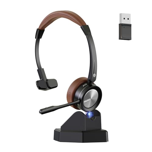 MAIRDI Bluetooth Headset with Microphone for PC, 40H Work Time, Mono Wireless Headset with Mic Ai Noise Cancelling, Bluetooth Phone Headset for Computer Laptop Office Call Centers Microsoft Teams