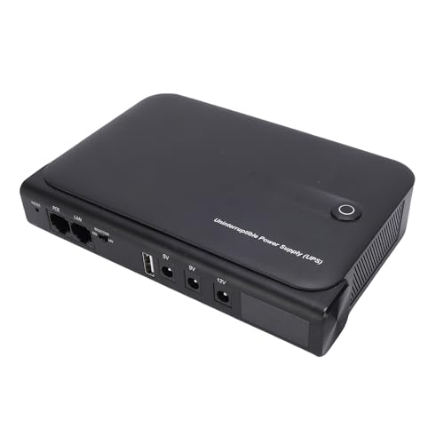 Mini UPS Battery Backup, 36W Uninterruptible Power Supply with DC 5V/9V/12V USB 5V LAN POE 15/24V Output and Real Time Monitoring Display for WiFi Router, Modem, Camera (US Plug 110V)