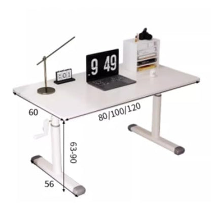 Manual Standing Desk, Crank Height Adjustable Computer Desk 80x60cm 100x60cm 120x60cm Lifting Range 63-90cm I-Shaped Carbon Steel Table Legs Computer Workstation White 120x60CM - color: White, size: 120*60CM