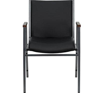 Flash Furniture HERCULES Series Heavy Duty Black Vinyl Stack Chair with Arms and Ganging Bracket - color: Black Vinyl, size: Set of 1