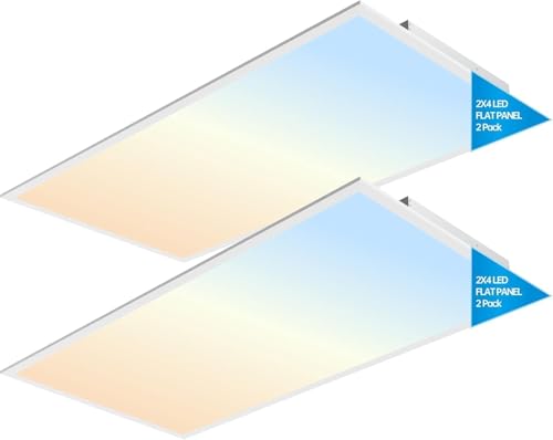 2 Pack 2x4 LED Flat Panel Lights for Drop Ceiling, Troffer Replacement Fixture, 3740-9000 LM, 30W/40W/50W/60W/72W, 3000K/3500K/4000K/5000K/6500K, 0-10V Dimmable, ETL DLC Listed