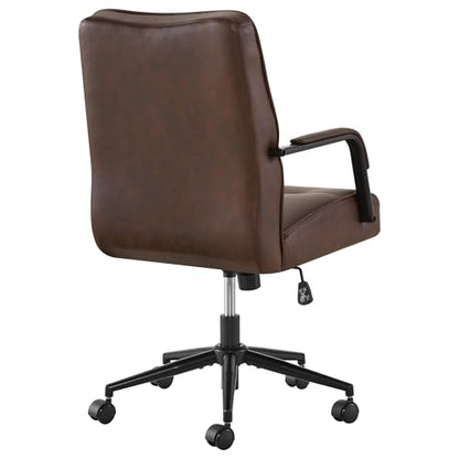 KISLOT Ergonomic Home Office Chair with Lumbar Support, Adjustable Swivel Modern Desk Chair with Wheels, Faux Leather Computer Chair with Padded Arms, Comfy Executive Office Chair, 2 PCS, Espresso - color: Espresso, size: Set of 2