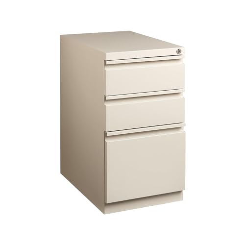 Staples Mobile Pedestal File Cabinet with Wheels, 3-Drawer, Putty - color: Putty, size: 1 Pack, style: 20'' Depth