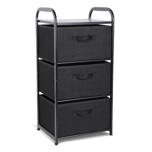 MAX Houser Dresser Storage with 3 Fabric Drawers, Black - color: Black1