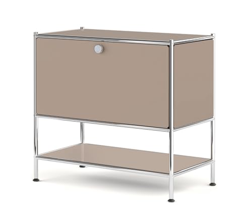 Metal Nightstand, Mid-Century Modern Bookshelf, Flap Door 27.5 | Sleek Modern Design,Space-Saving, Cube Storage Organizer, Bedside Table, Entryway Console for Home, Office, or Foyer - color: Matt Taupe